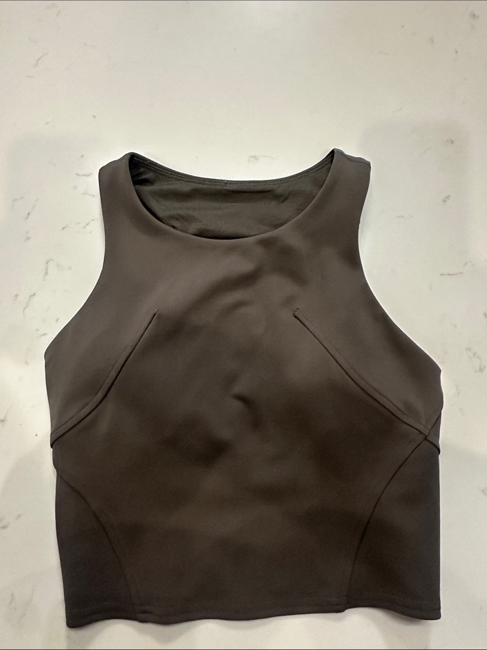 lululemon athletica Cropped High-Neck Tank olive green color